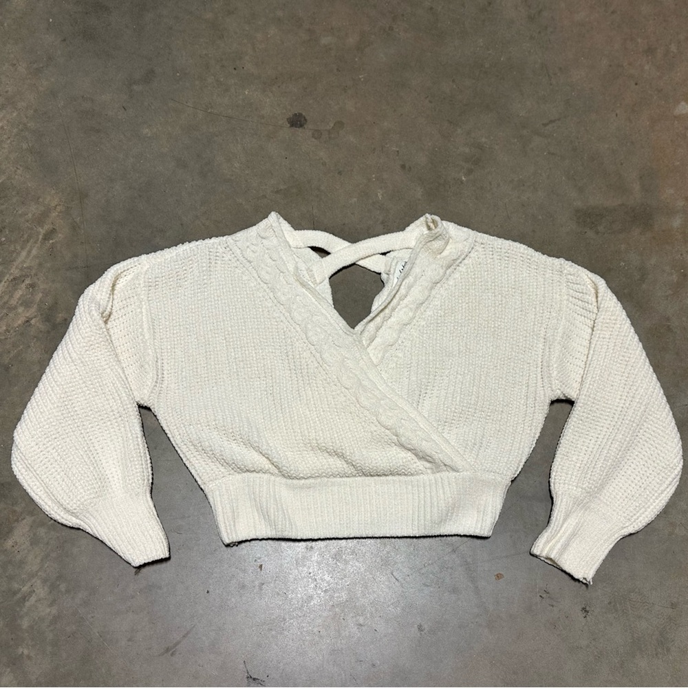 Derek Heart Cream Textured Knit Top